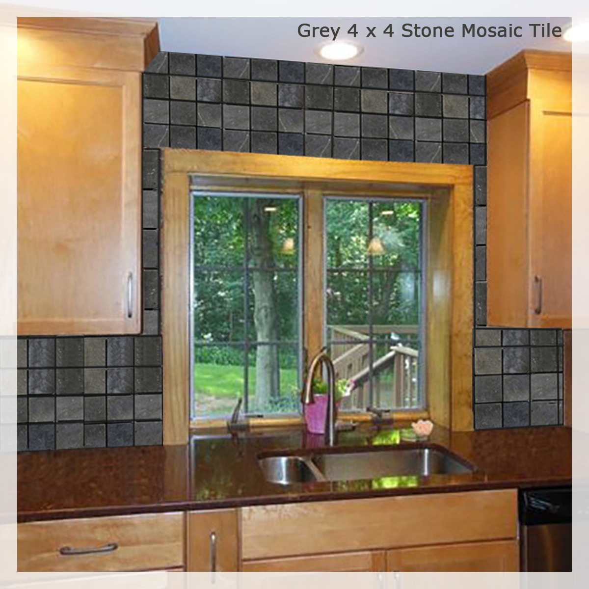 Grey 4 x 4 Stone Mosaic Tile